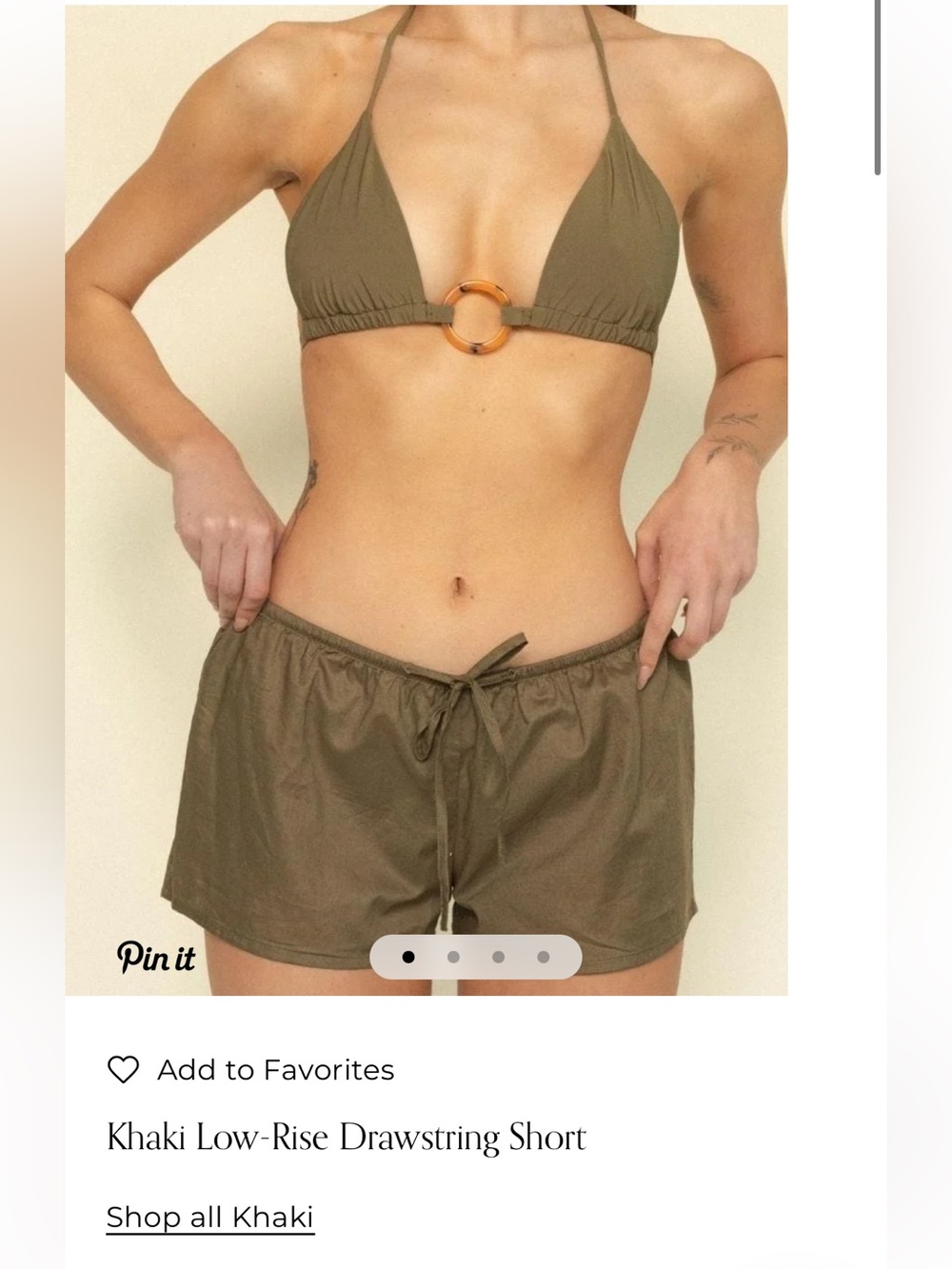 Montce Khaki Low-Rise Drawstring Short